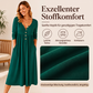 Damen V-Ausschnitt Knopf-Plisseekleid