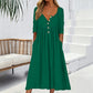 Damen V-Ausschnitt Knopf-Plisseekleid