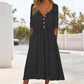 Damen V-Ausschnitt Knopf-Plisseekleid