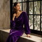 Elegantes Samtkleid mit Wasserfallkragen für Damen
