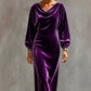 Elegantes Samtkleid mit Wasserfallkragen für Damen