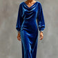 Elegantes Samtkleid mit Wasserfallkragen für Damen