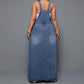 Damen Große Größen Denim Overall Maxikleid