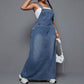 Damen Große Größen Denim Overall Maxikleid