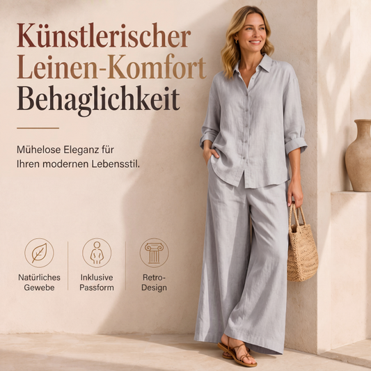 📢📢50%Rabatt!!!🎉✨Zweiteiler für Damen: Legeres Hemd und weit geschnittene, fließende Hose