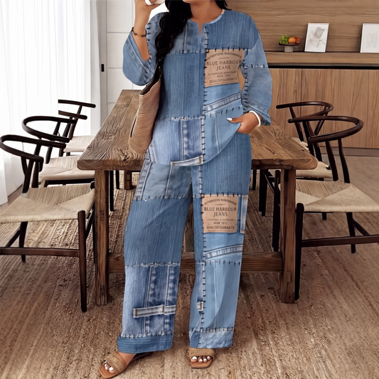 📢🎉50%Rabatt!!!🛍️✨Langarm-Oberteil mit Weithosen-Set für Damen