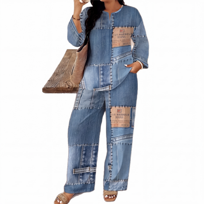 📢🎉50%Rabatt!!!🛍️✨Langarm-Oberteil mit Weithosen-Set für Damen
