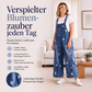 Damen Jeans-Latzhose mit Blumenmuster, lockere Passform