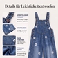 Damen Jeans-Latzhose mit Blumenmuster, lockere Passform