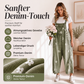 Damen Jeans-Latzhose mit Blumenmuster, lockere Passform
