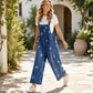 Damen Jeans-Latzhose mit Blumenmuster, lockere Passform