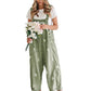 Damen Jeans-Latzhose mit Blumenmuster, lockere Passform