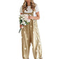 Damen Jeans-Latzhose mit Blumenmuster, lockere Passform