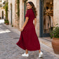 Lässiges Maxikleid für Damen mit Reißverschluss und Unifarben