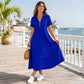 Lässiges Maxikleid für Damen mit Reißverschluss und Unifarben
