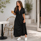 Lässiges Maxikleid für Damen mit Reißverschluss und Unifarben
