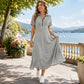 Lässiges Maxikleid für Damen mit Reißverschluss und Unifarben