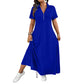 Lässiges Maxikleid für Damen mit Reißverschluss und Unifarben