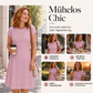 Elegantes geripptes Strickkleid für Damen mit gebürsteter Oberfläche