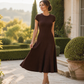Elegantes geripptes Strickkleid für Damen mit gebürsteter Oberfläche