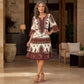 Damen Boho-Kleid mit V-Ausschnitt und stufenförmigen Rüschen
