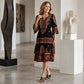 Damen Boho-Kleid mit V-Ausschnitt und stufenförmigen Rüschen