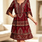 Damen Boho-Kleid mit V-Ausschnitt und stufenförmigen Rüschen