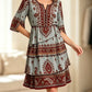 Damen Boho-Kleid mit V-Ausschnitt und stufenförmigen Rüschen