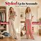 Damen Casual Gestreiftes Zweiteiler-Set mit Weitem Bein