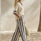 Damen Casual Gestreiftes Zweiteiler-Set mit Weitem Bein