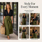 🏷️⭐Herbst-Neuheiten – 50 % Rabatt！👚👗Damen Elegantes Hemd & Bindegürtel-Rock-Set
