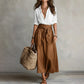🏷️⭐Herbst-Neuheiten – 50 % Rabatt！👚👗Damen Elegantes Hemd & Bindegürtel-Rock-Set