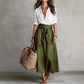 🏷️⭐Herbst-Neuheiten – 50 % Rabatt！👚👗Damen Elegantes Hemd & Bindegürtel-Rock-Set