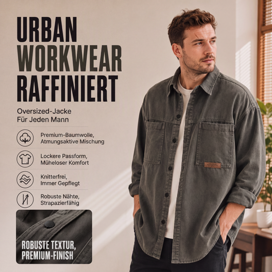 🧥 Utility-Hemd mit langen Ärmeln – Leichter Stoff, bequemer Schnitt & zeitloses Design – Ideal für warme Tage & entspannte Stunden