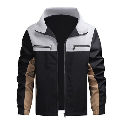 Herren-Stehkragenjacke im Color-Block-Design