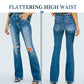 👖🛍️50 % Rabatt！🏷️Damen Hochbund Destroyed Schlaghose