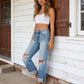 👖🛍️50 % Rabatt！🏷️Damen Hochbund Destroyed Schlaghose