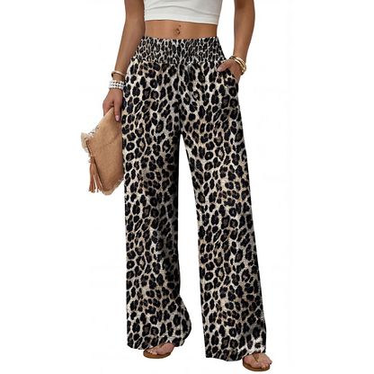 Hochtaillierte Damenhose mit Leopardenmuster