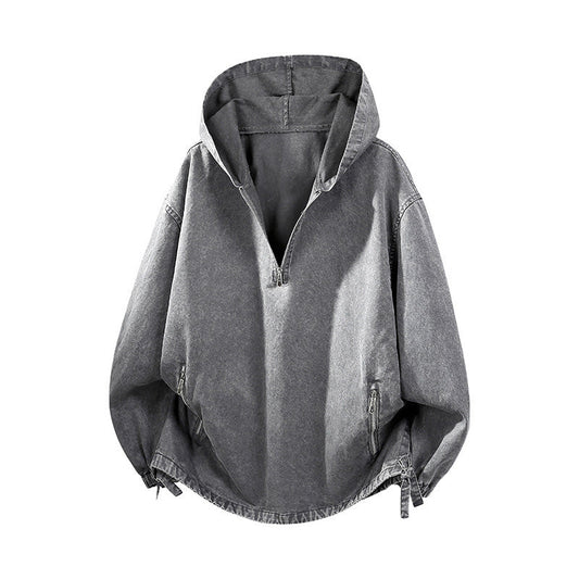 🍂🧥Neue Herbstkollektion – 50 % Rabatt！🔥Herren Vintage-gewaschenes Kapuzenoberteil mit Halbreißverschluss