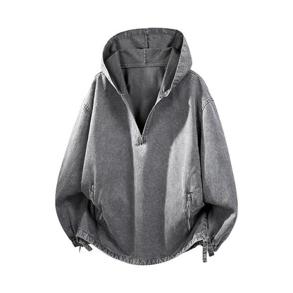 🍂🧥Neue Herbstkollektion – 50 % Rabatt！🔥Herren Vintage-gewaschenes Kapuzenoberteil mit Halbreißverschluss
