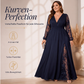 🌤️🛍️Neu für den Herbst – 50 % Rabatt！👗Elegantes Damen-Maxikleid mit V-Ausschnitt und Spitzenapplikationen