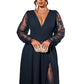 🌤️🛍️Neu für den Herbst – 50 % Rabatt！👗Elegantes Damen-Maxikleid mit V-Ausschnitt und Spitzenapplikationen