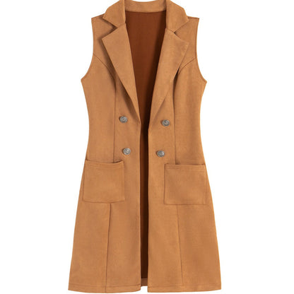 Schicke, ärmellose Longjacke für Damen mit offenem Vorderteil