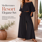 Damen-Off-Shoulder-Oberteil & Weite-Hosen-Set