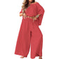 Damen-Off-Shoulder-Oberteil & Weite-Hosen-Set