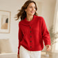 Damen-Strickjacke mit unregelmäßigem Kragen