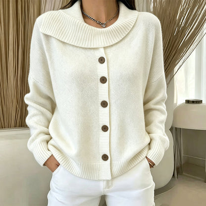 Damen-Strickjacke mit unregelmäßigem Kragen