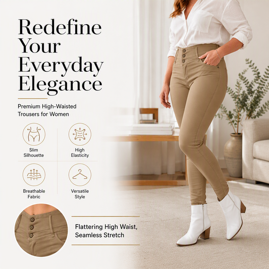 Damen Stretch Hochbund Skinny Hose