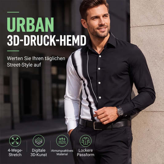⭐Neu eingetroffen – 50 % Rabatt！🏷️Herren Kontrastdruck Langarm Slim Fit Kragenhemd