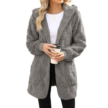 🧸 50 % RABATT – Damen Flauschige Karierte Strickjacke | Kuscheliger Komfort trifft auf zeitlosen Herbststil 🍂